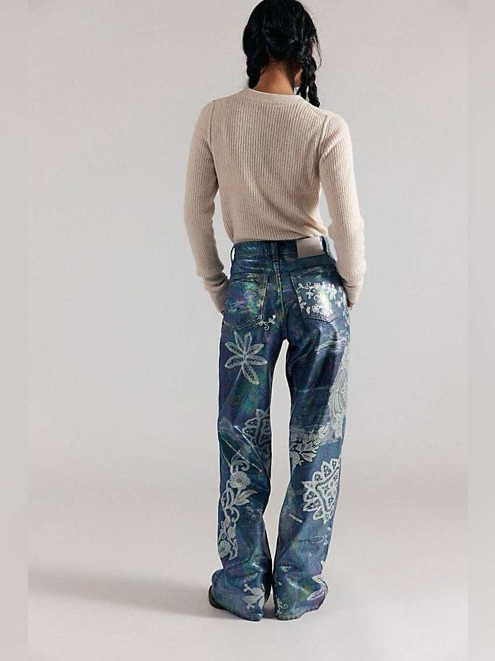 NWT Free People We The Free Tinsley Printed High-Rise Illusions Jeans - Picture 4 of 12